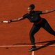 Serena Williams serves during her ladies singles first-round match against Kristýna Plíšková of the Czech Republic during day 3 of the 2018 French Open in Paris on May 29, 2018.